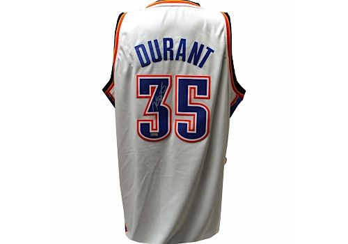 Kevin Durant Signed White Thunder Jersey (Panini Auth)